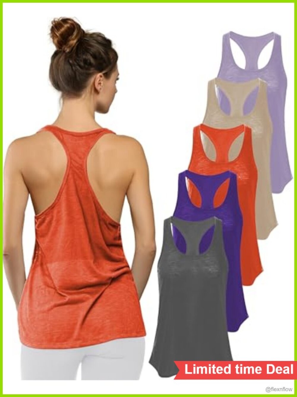 Women's Flow Racerback Tank 5-Pack, Lightweight Slub Polyester Workout Top